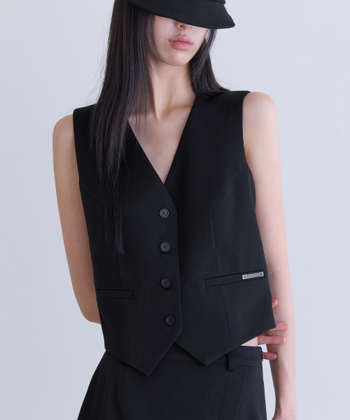 [SET-UP] Essential Tailored Vest, BLACK