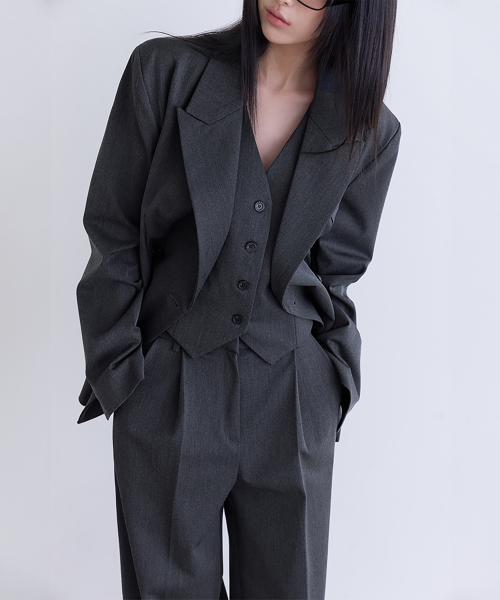 [SET-UP] Essential Tailored Oversized Jacket, CHARCOAL