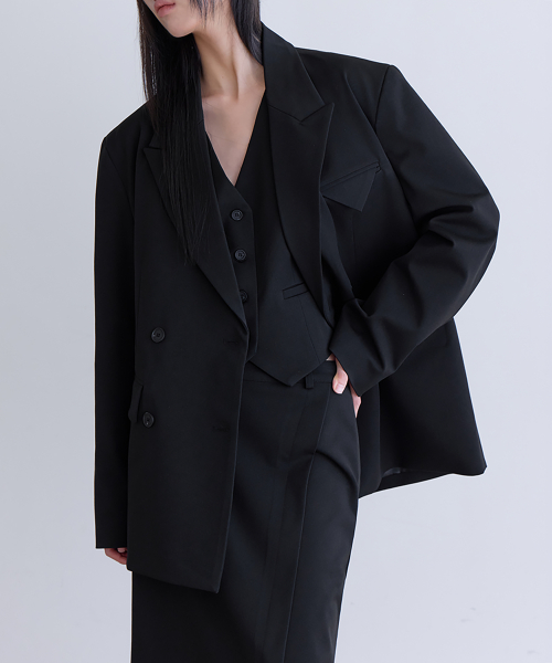 [SET-UP] Essential Tailored Oversized Jacket, BLACK
