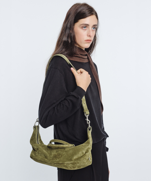 DUMPLING EW TOTE_dark olive suede