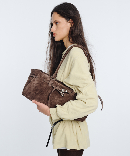 SOFT GRANDMA SHOULDER BAG_ash brown suede