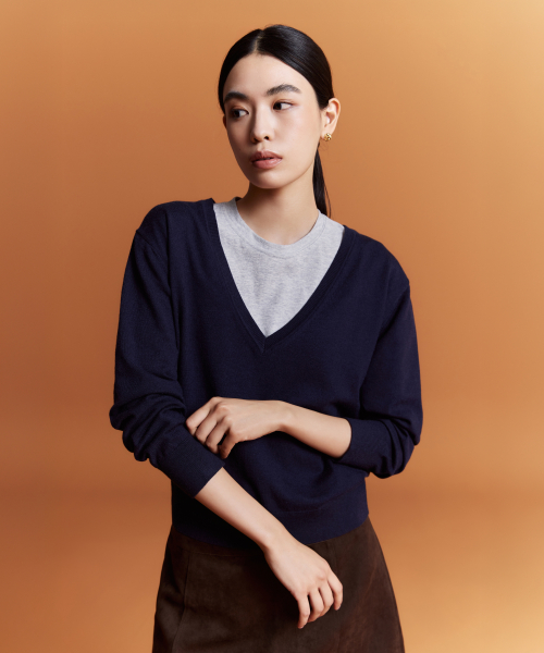 [Soft Yarn] Deep V-Neck Knit_SPKWG49G01