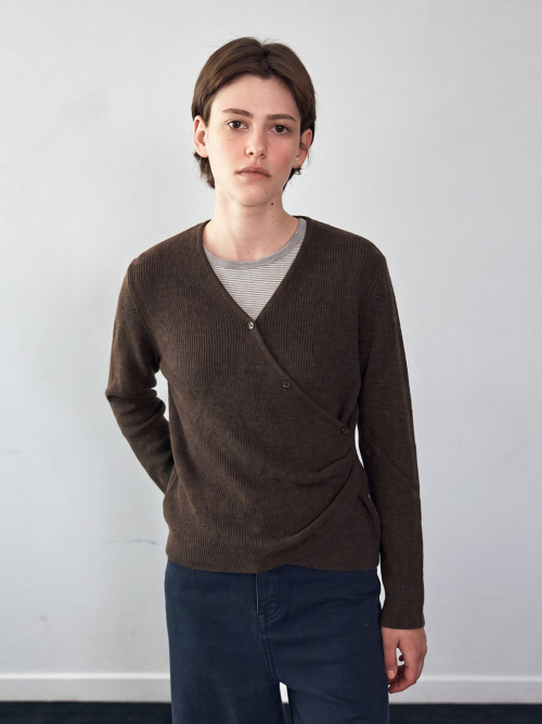Wrap Side Tuck Knit Top (3color)