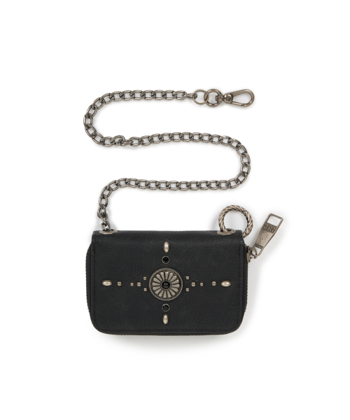 Western Studded Leather Wallet (Black)