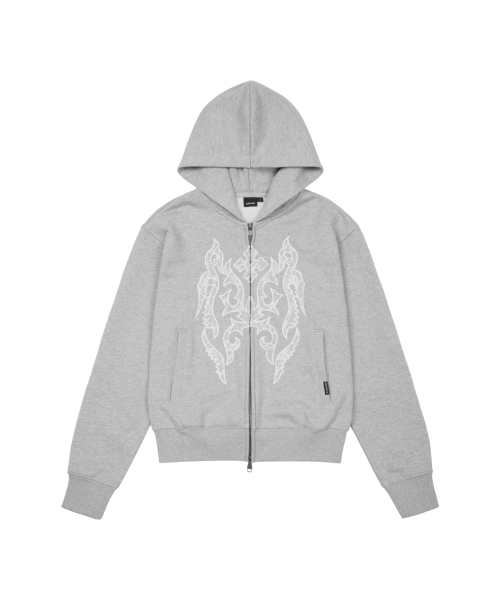 Gothic Lace Hoodie Zip-Up (Gray)