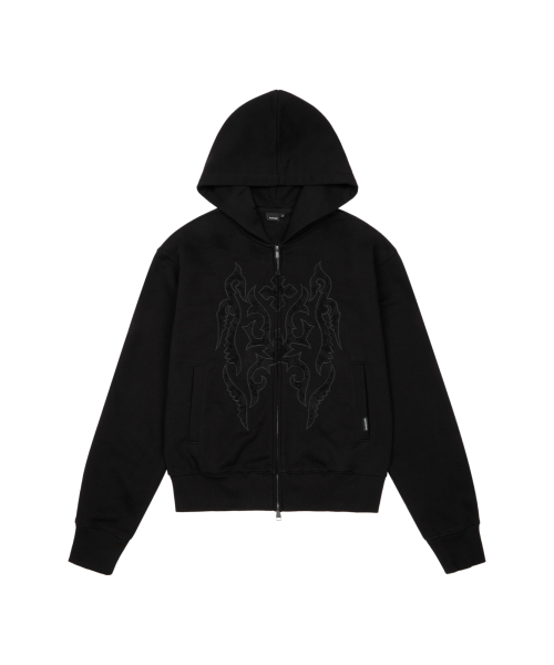 Gothic Lace Hoodie Zip-Up (Black)