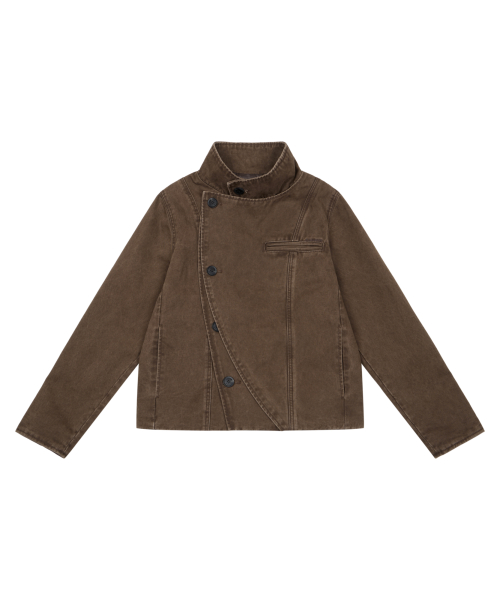 High Neck Wrap Jacket (Brown)