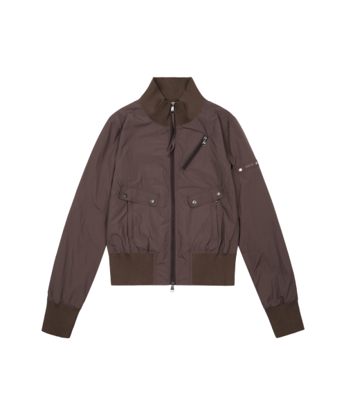 High Neck Nylon Blouson (Brown)
