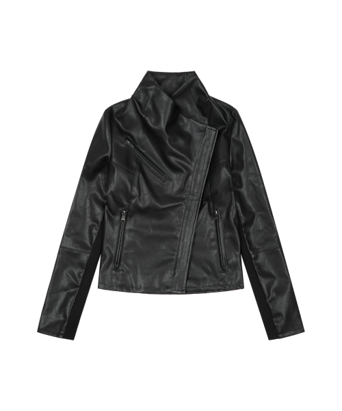 Biker Wrap Leather Jacket (Black)
