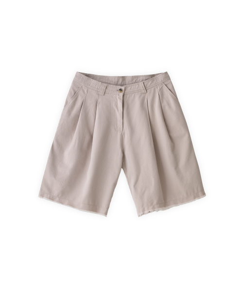 006 pleated Bermuda pants in washed fog grey