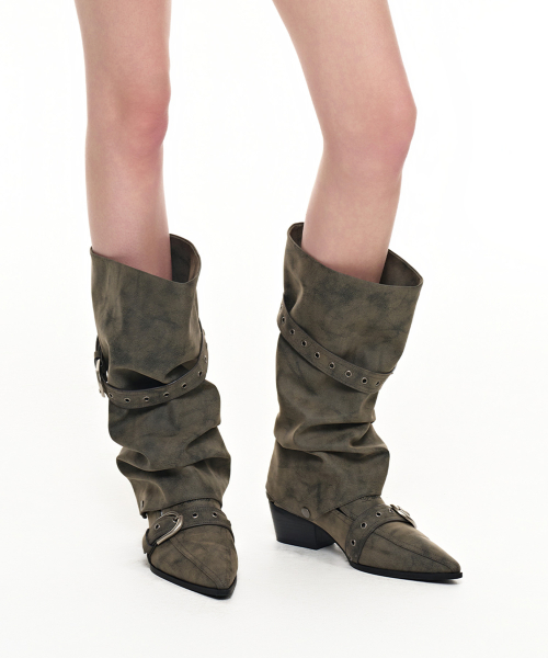 Wrinkled 2Way Stiletto Boots_Dirty Brown
