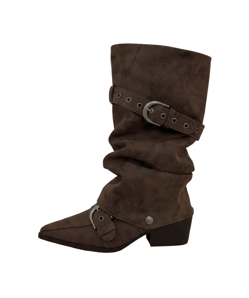 Wrinkled 2Way Stiletto Boots_Brown