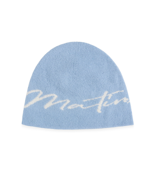 MATIN LOGO SCRIPT BEANIE IN BLUE