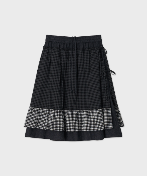Check Layered Skirt (Charcoal)