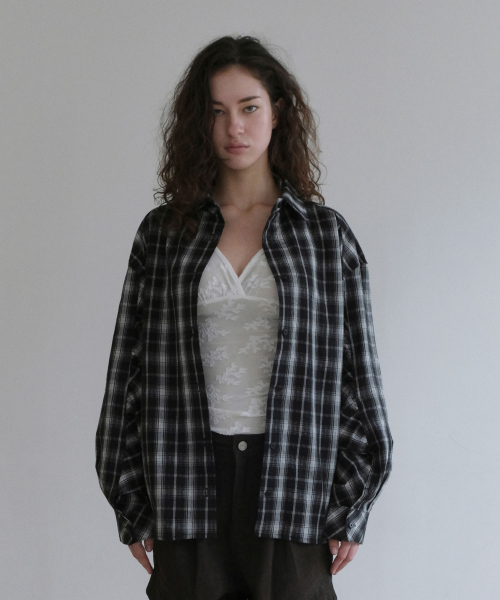 CHECK OVERFIT SHIRTS [BLACK]