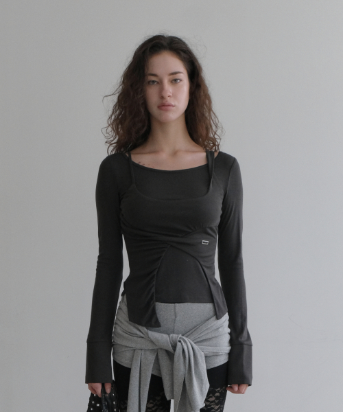 LAYERED JERSEY T-SHIRT [CHARCOAL]