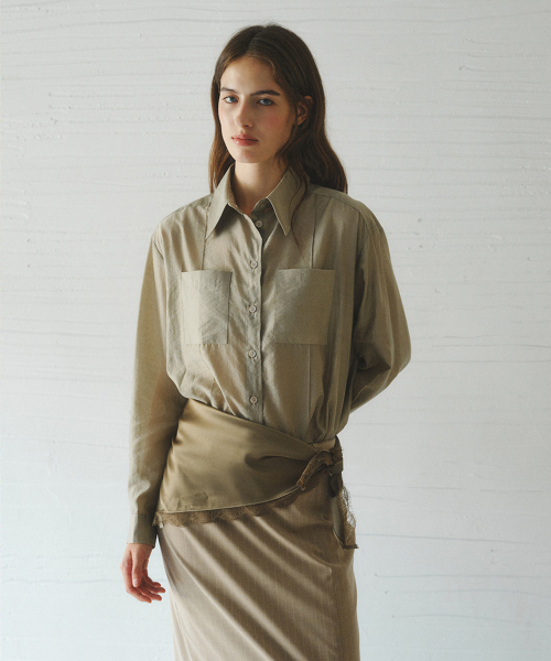 POLAVI out-pocket lyocell shirt_KHAKI