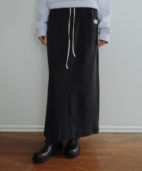 [CORE] DRAWSTRING SWEAT SKIRT - DARK GREY