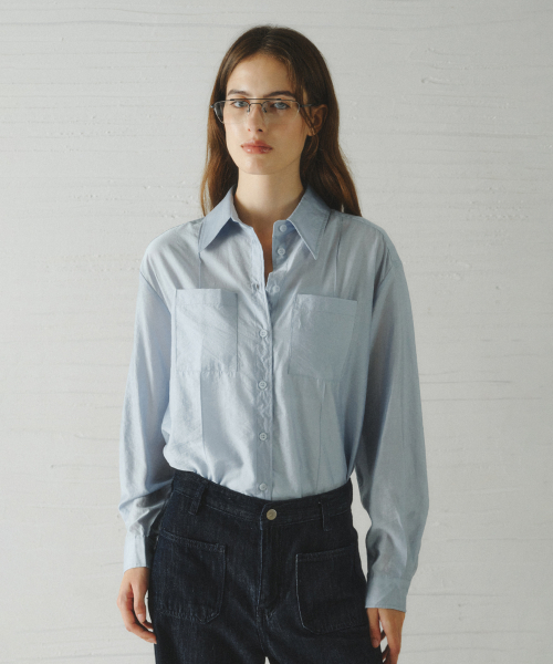 POLAVI out-pocket lyocell shirt_SKY BLUE