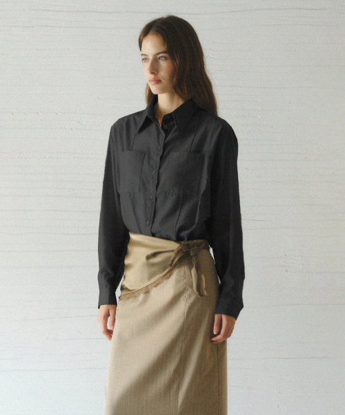 POLAVI out-pocket lyocell shirt_BLACK