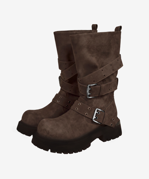 Rusk Short Strap Slouched Boots_Brown