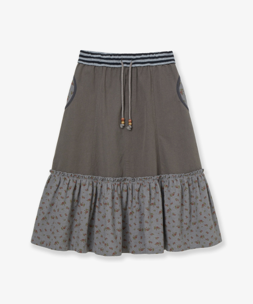 FLOWER BLOCK SKIRT [CHARCOAL]