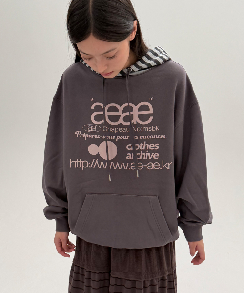 WEB LOGO LOOSED HOODIE [PURPLE CHARCOAL]