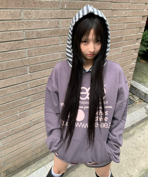 WEB LOGO LOOSED HOODIE [PURPLE CHARCOAL]