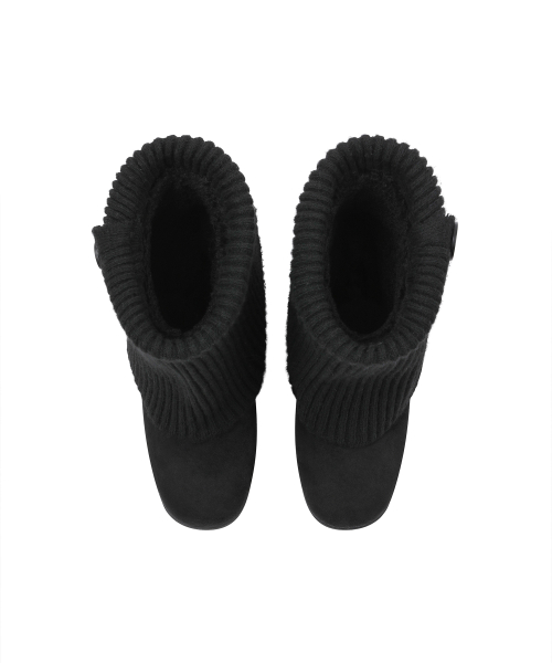 Button knit Warmer Boots BLACK