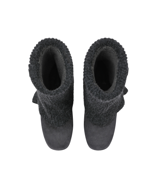 Button knit Warmer Boots CHARCOAL