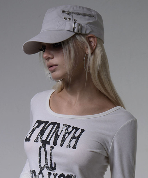 BELTED MILITARY CAP (LIGHT GRAY) F26ZE411