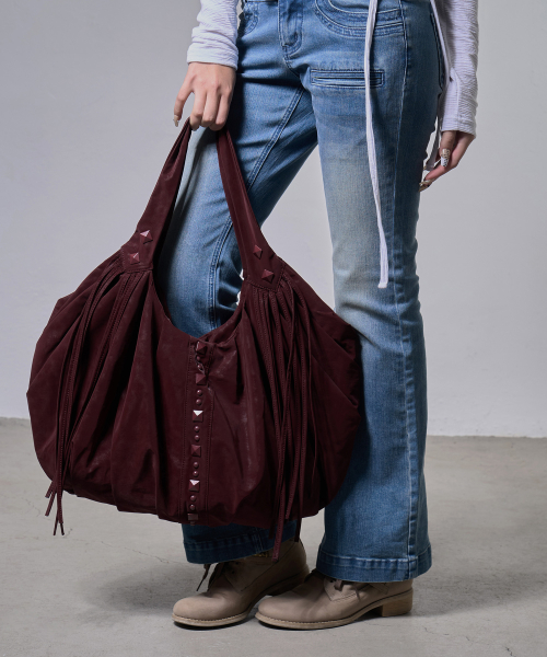 DRAPE FRINGE HOBO BAG (BURGUNDY) F26ZE405