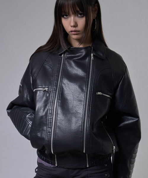 RACER LEATHER JACKET (BLACK) F26ZA507