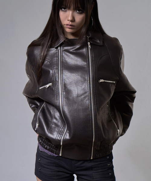 RACER LEATHER JACKET (BROWN) F26ZA507