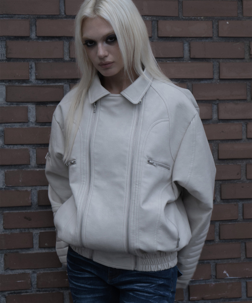 RACER LEATHER JACKET (IVORY) F26ZA507