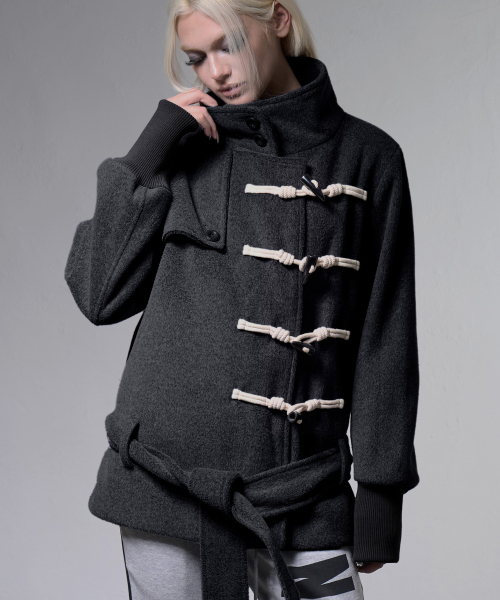 HIGH-NECK TOGGLE HALF COAT (MELANGE GRAY) F26ZA505
