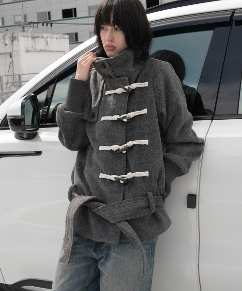 HIGH-NECK TOGGLE HALF COAT (MELANGE GRAY) F26ZA505