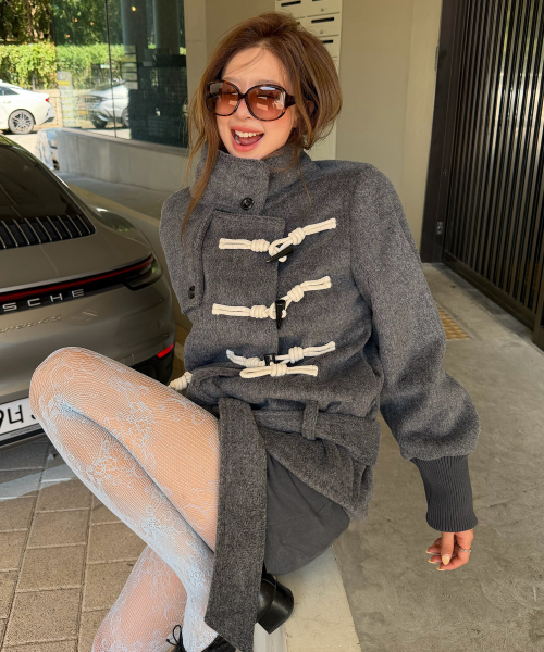 HIGH-NECK TOGGLE HALF COAT (MELANGE GRAY) F26ZA505