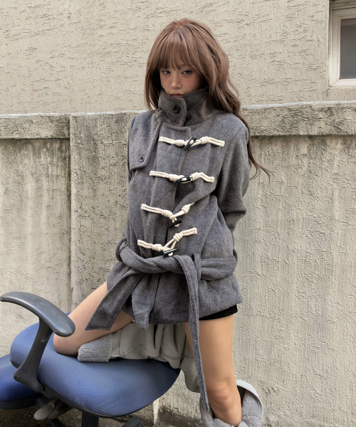 HIGH-NECK TOGGLE HALF COAT (MELANGE GRAY) F26ZA505