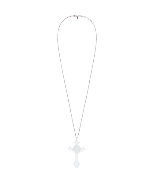 RL ROSE CROSS NECKLACE(WHITE)