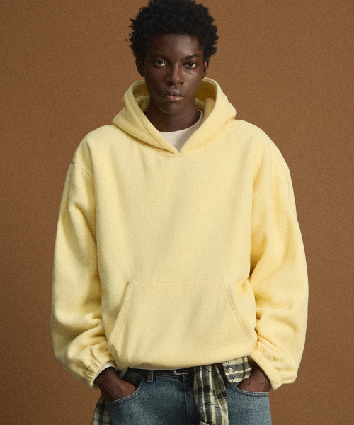 Oversized Fleece Hooded Sweatshirt (Butter Yellow) TNTS6F101Y2