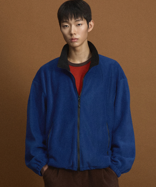 Oversized Fleece Zip-Up Jacket (Blue) TNJU6F110B2