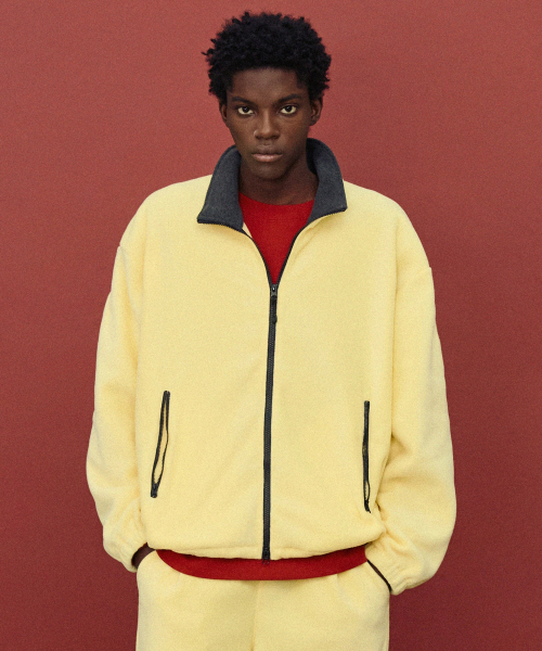Oversized Fleece Zip-Up Jacket (Butter Yellow) TNJU6F110Y2