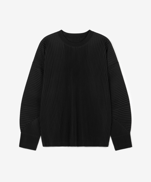 Yoyogi Pleats Crew Neck T-Shirt (Black) TNTS6F104BK