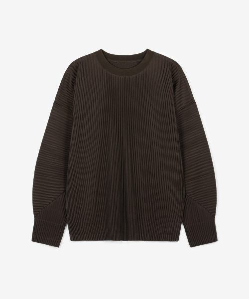Yoyogi Pleats Crew Neck T-Shirt (Brown) TNTS6F104W2