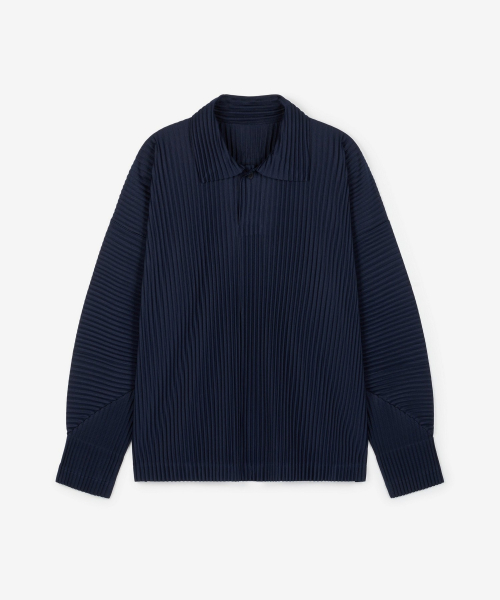 Yoyogi Pleats Collared T-Shirt (Navy) TNTS6F103N2