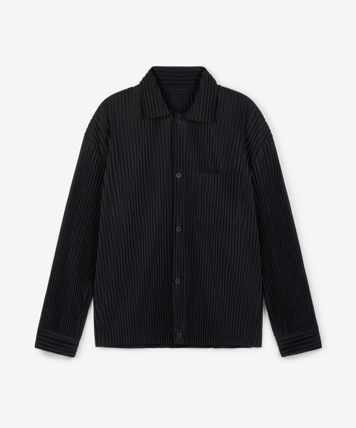 Yoyogi Pleats Overshirt (Black) TNSH6F107BK