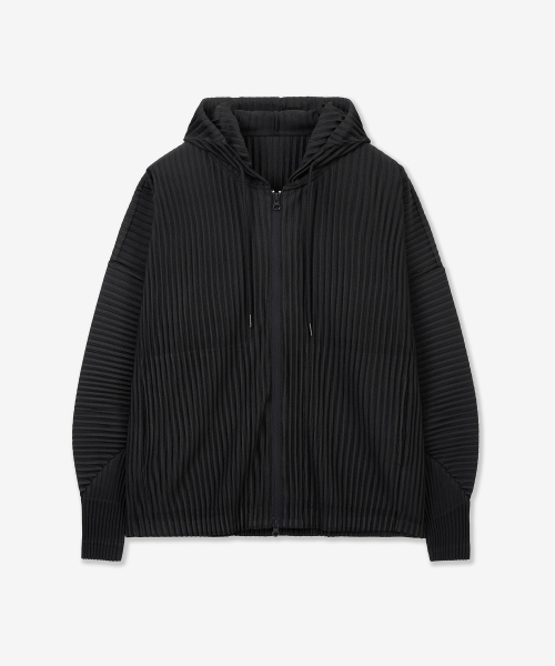 Yoyogi Pleats Hooded Zip-Up (Black) TNJU6F112BK
