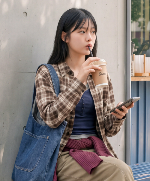 Ravirinse Check Shirts Brown ISLS2715
