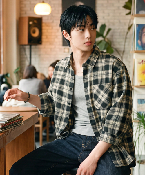 Ravirinse Check Shirts Black ISLS2715